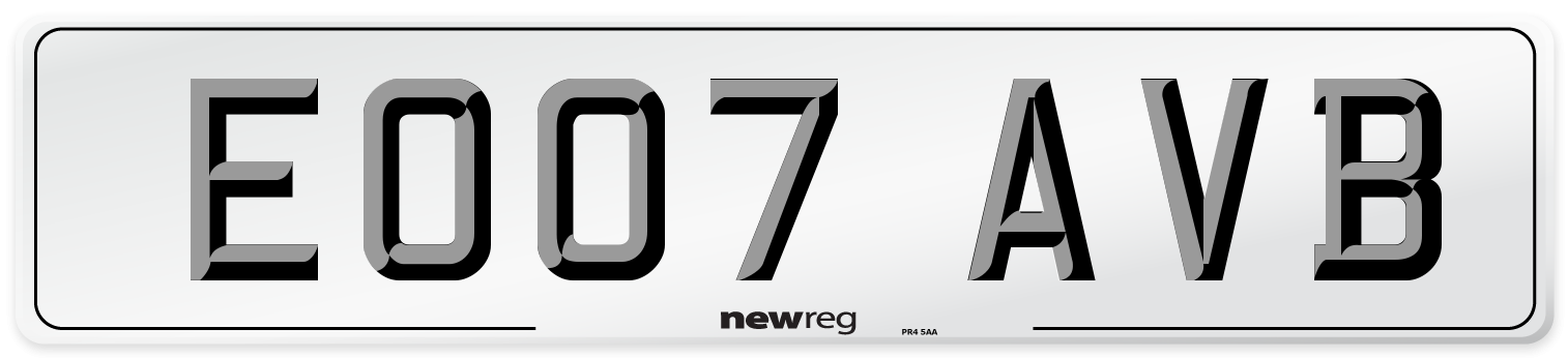 EO07 AVB Number Plate from New Reg